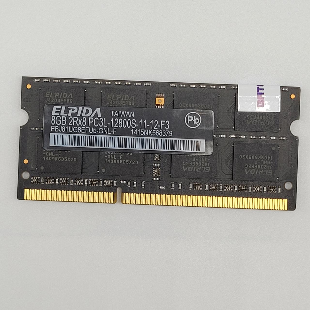 Оперативна пам'ять для ноутбука Elpida SODIMM DDR3L 8Gb 1600MHz 12800S 2R8 CL11 (EBJ81UG8EFU5-GNL-F) Б/В