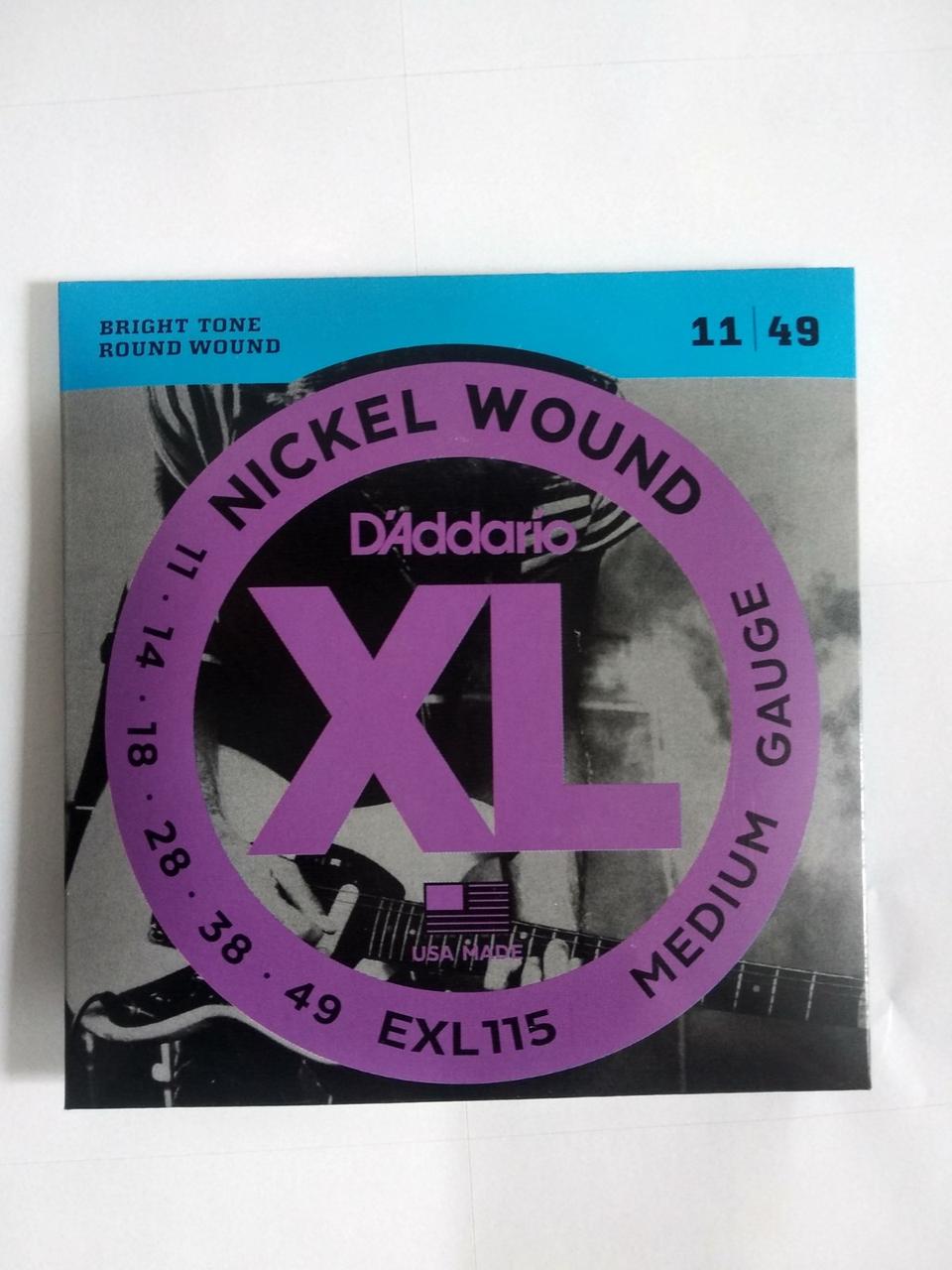Струни Для Електрогітари D'Addario EXL115 Nickel Wound Medium/Blues-Jazz Rock 11/49
