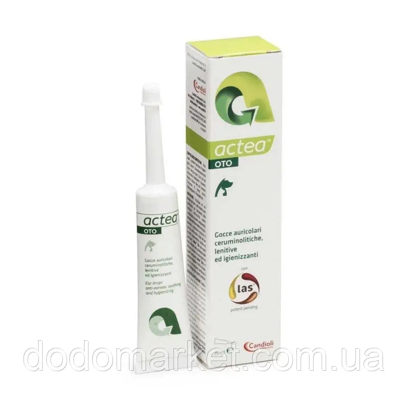 Краплі вушні для лікування отиту в кішок і собак Candioli Actea Oto 15 мл, фото 1