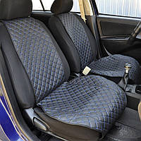 Накидки на сидіння чорні з синьою ниткою Автокомфорт екошкіра (передні)