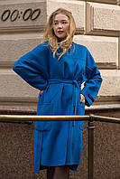 Жіноче пальто, синього кольору від італійського бренду DELCORSO