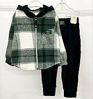 Весенний костюм для девочки рубашка+штаны Зелений, 86-92