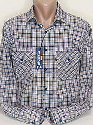 Чоловічі сорочки бавовна 100% Brossard vd-0059 класична бежева клітина, чоловічі сорочки стильні натуральні 46