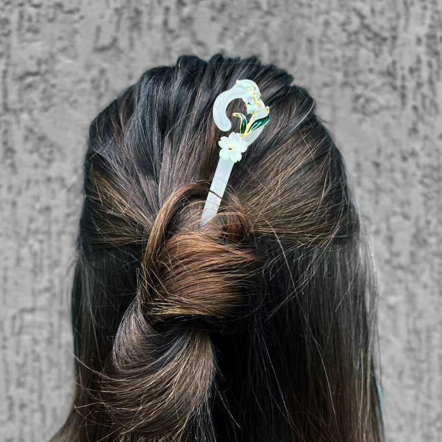 Шпилька для волосся "Конвалія" (біла), фото 1