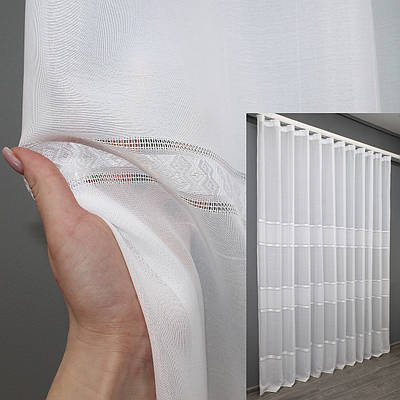 Готова тюль (1,9х2,7м.) льон "Мережка". Колір білий. Код 1379т 40-164