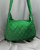 Сумка стеганая большая с ручками, женская вместительная сумка шоппер Зелёный