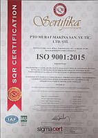 Сертифікат офіційного дилера PTO Murat Makina