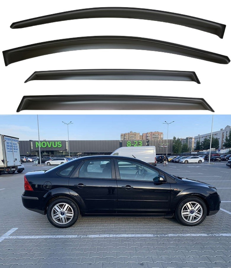 Вітровики Ford Focus II седан/хетчбек 2004-2011 (скотч) VIP Китай