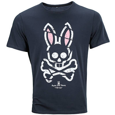 Чоловіча футболка темно-сіра Psycho Bunny з принтом “Зайчик”
