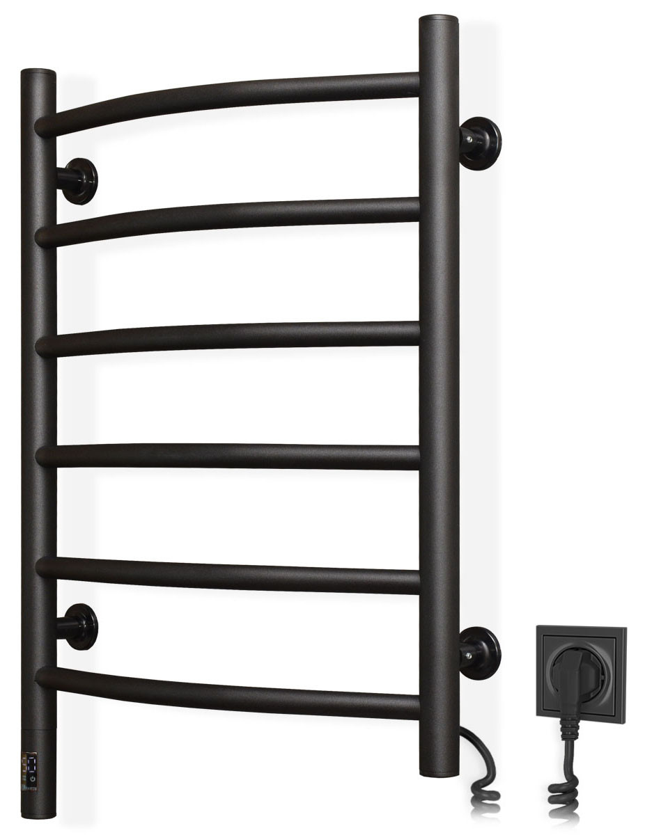 Сушарка для рушників Камелія 480х600 Sensor права з таймером, чорний муар, фото 1