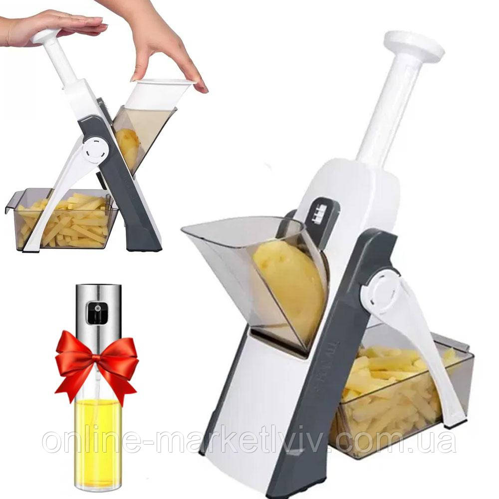 Мультислайсер Brava Spring Slicer + Подарунок Розпилювач для олії / Овочерізка ручна / Слайсер для овочів, фото 1