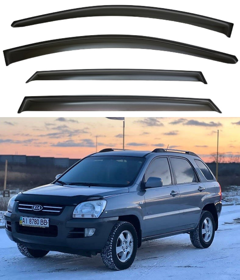 Вітровики Kia Sportage II 2004-2010 (скотч) VIP Китай