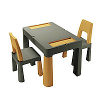 Комплект стіл та 2 стілеці Teggi TI-XXX TABLE SET TI-163/166, graphite/yellow, графіт/жовтий