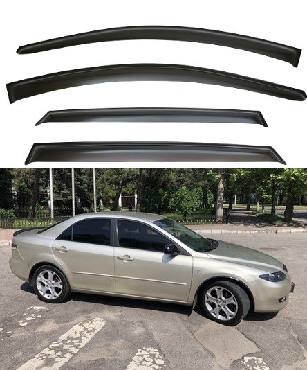 Вітровики Mazda 6 седан 2002-2008 (скотч) VIP Китай