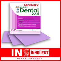 Безлатексные платки SANCTUARY Non Latex (Dental Dam, Малайзия), с мятной отдушкой, фиолетовые гиппоалергенные