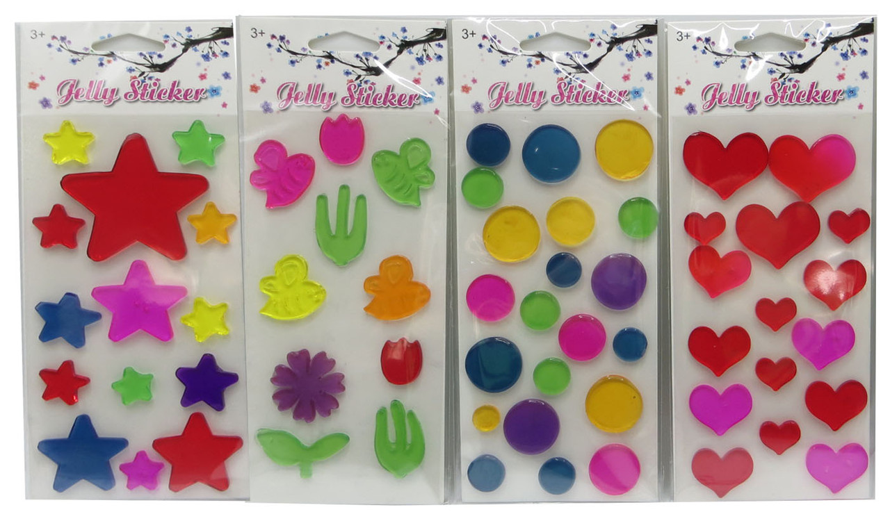 Наклейка силіконова (12 шт.) "ЗІРКИ, СЕРДЦЯ, КВІТИ" 20,5*8,5см, фото 1