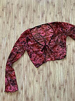 Сеточка блуза женская укороченная на завязке розовая прозрачная