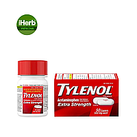 Tylenol, Екстра сила, Ацетамінофен, болезаспокійливий засіб для зниження температури, 500 мг, 50 таб