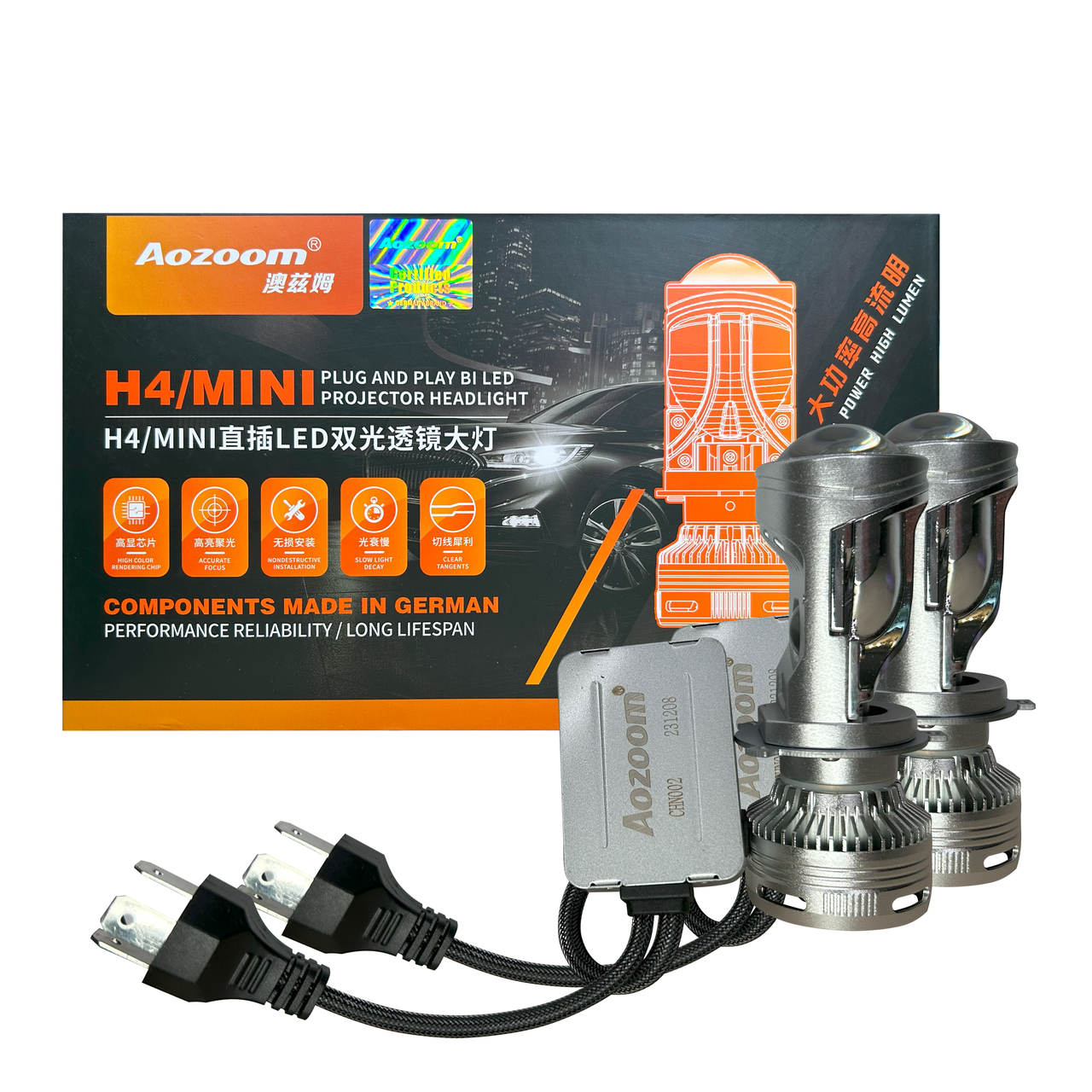 Міні лінзи H4 Bi-LED mini Aozoom 40/75 Вт 6400/8400Лм 12В 6000K IP65