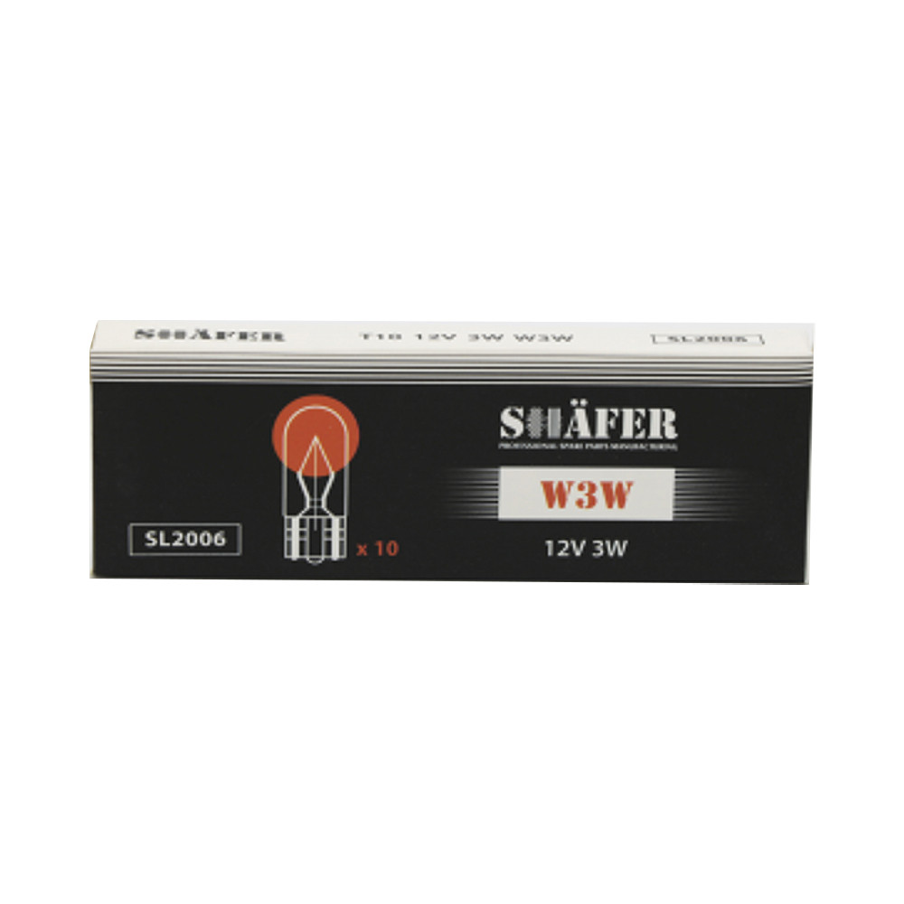 Автолампа розжарювання SHAFER 12V 3W W3W (картонне паковання по 10 шт.) (SL2006)