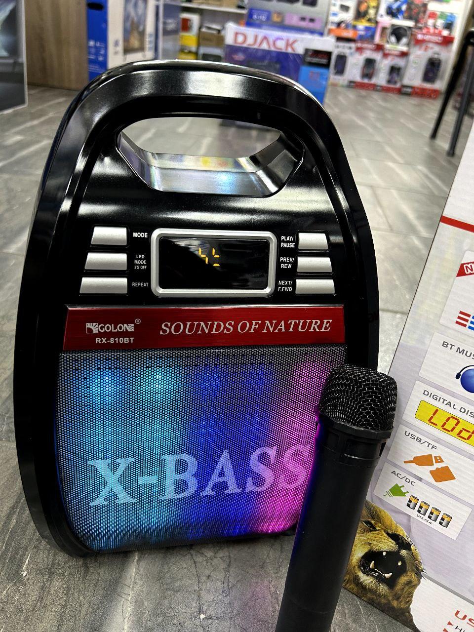 Портативна колонка Golon RX-810BT + Bluetooth/TF Card/FM + лампочки комбік бездротова 30 Вт Чорна
