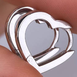 Срібні сережки родоваі без каменів у формі сердечок (1,6 см) РН-203