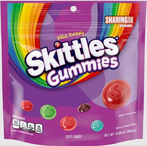 Skittles Gummies Wild Berry Sharing Size 340g, фото 1