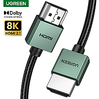 Кабель HDMI 8K Ultra HD UGREEN HD155 HDMI 2.1 HDR+ 3D 8K@60Hz (4K@240Hz) VRR eARC DTS Dolby 48 Gbps Black