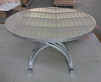 Круглый раскладной стол трансформер Верона-9 (B-2252-9), с регулировкой высоты и ширины 120х120/75х74-26,5 см Капучино