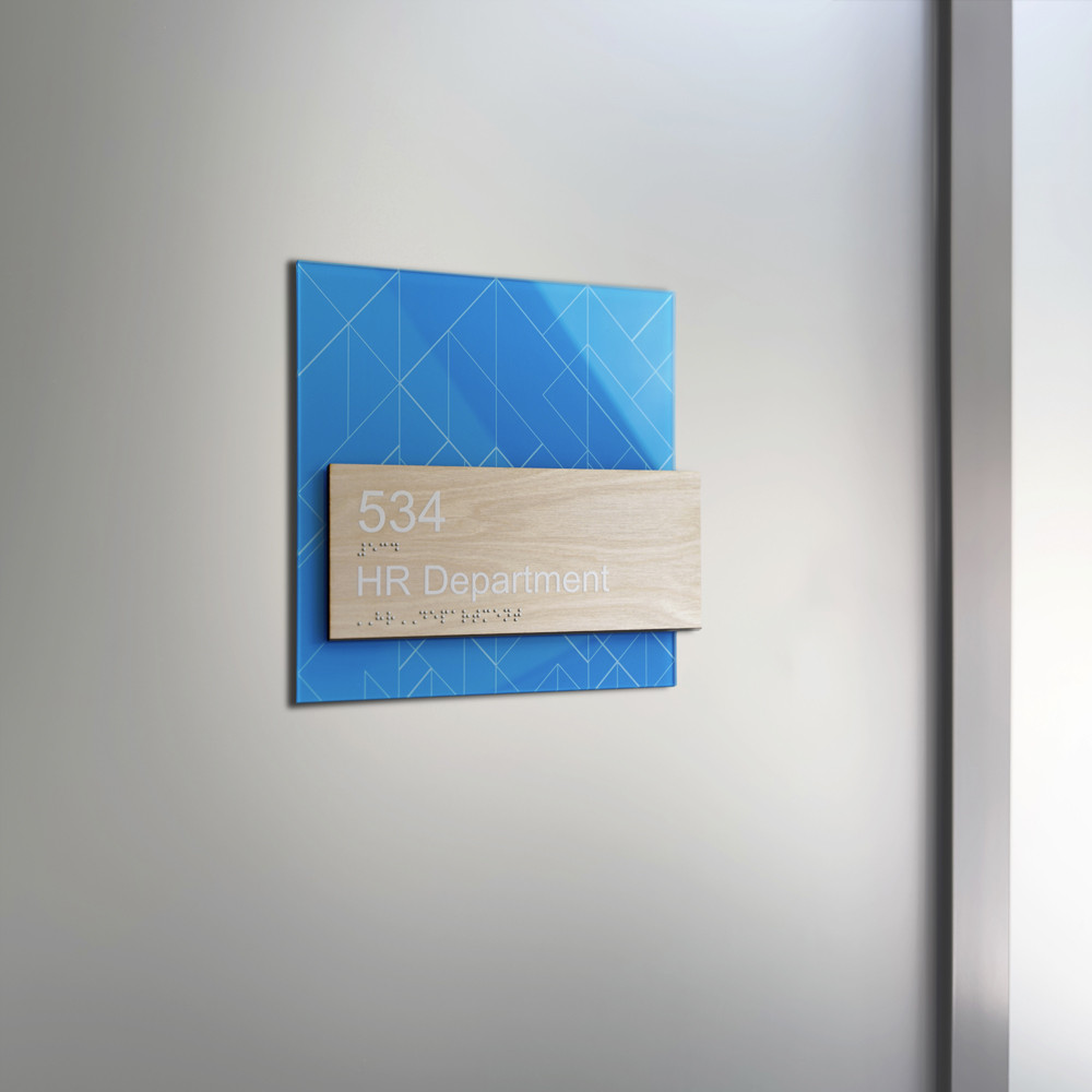 Подвійна дверна табличка з логотипом і назвою компанії: акрилова табличка на стіну