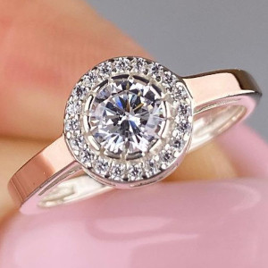 Срібне кільце з золотими накладками з фіанітами РН-079, фото 1