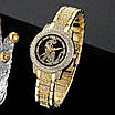 Кварцовий годинник Пантера, імітація діамантів, металевий браслет. Жіночі годинники. Стильний наручний годинник. Золотий, фото 4