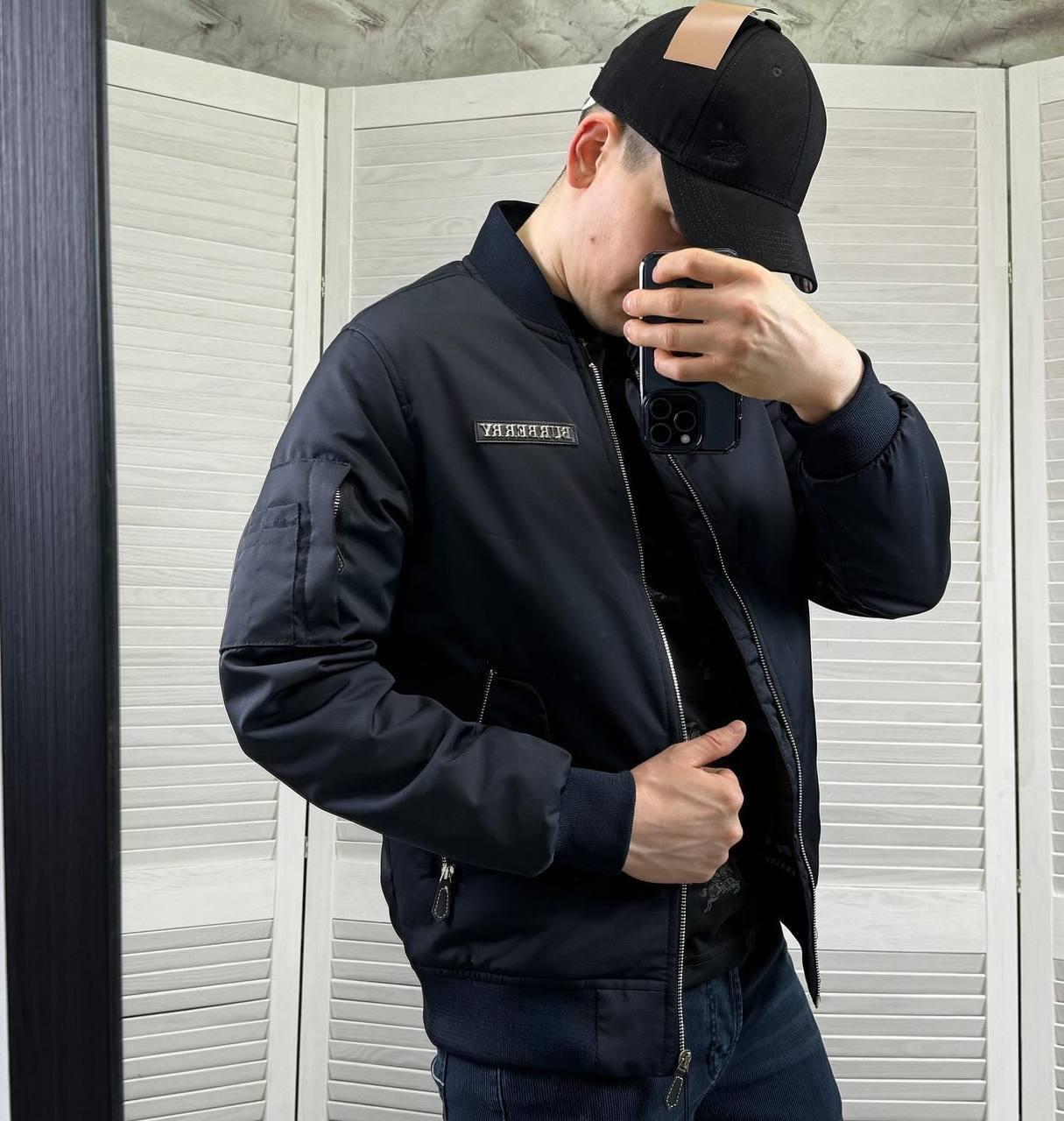 Чоловіча куртка вітровка Burberry CK7488 синя S, M