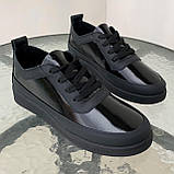 Кеди жіночі шкіряні чорні лак /23474/ 40р, фото 2