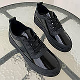 Кеди жіночі шкіряні чорні лак /23474/ 40р, фото 3