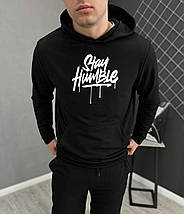 Демісезонний спортивний костюм Stay Humble чорний худі + штани (двонитка), фото 4