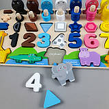 Дерев'яна гра сортер арт. WD13025 навчальна панель 5в1  магнітна рибалка, в коробці, фото 2