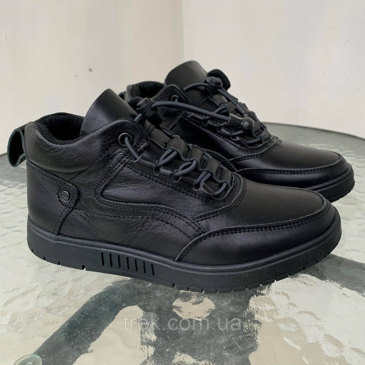 Кросівки шкіряні дитячі чорні байка /30636/ 35р, фото 1