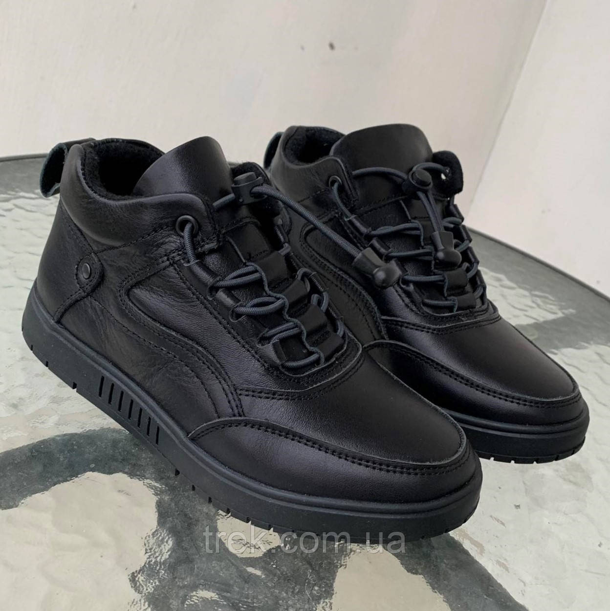 Кросівки шкіряні дитячі чорні байка /30636/ 36р, фото 1