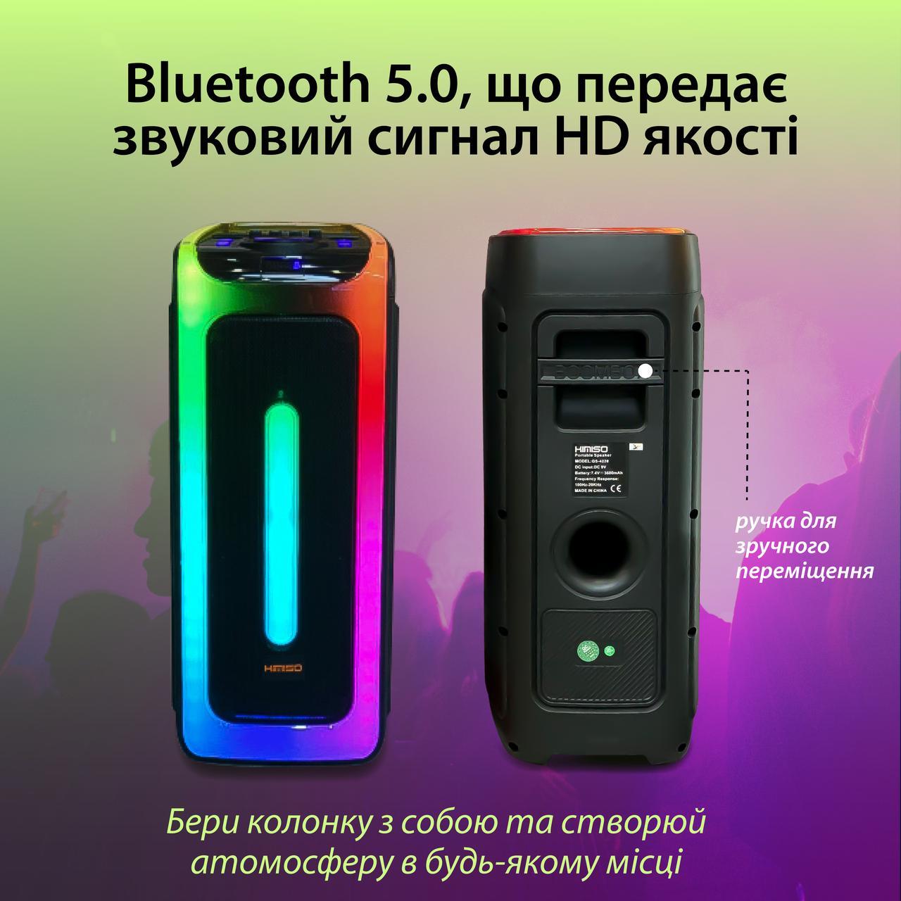 Колонка Bluetooth портативна з мікрофоном 3000 Вт з USB акустична ...