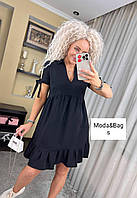 Женское свободное модное стильное летнее платье цвет чёрный р.54