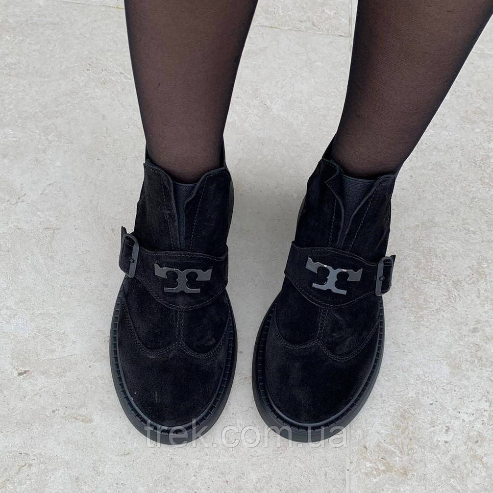 Черевики жіночі замшеві чорні /23471/ 38р, фото 1