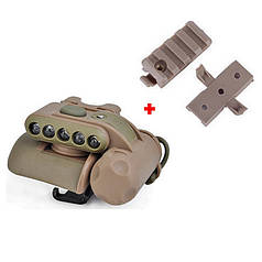 Ліхтарик на шолом WEX029 Gen2 + планка Пікатінні + Wing-Loc, Койот