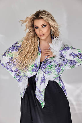 Жіноча сорочка з довгим рукавом софт із малюнками розміри батал, фото 2