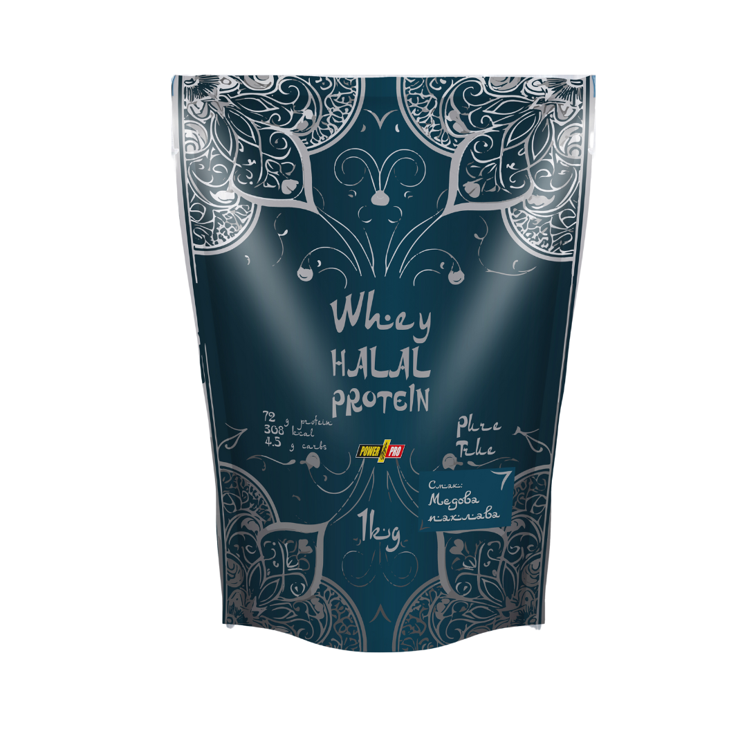 Сироватковий протеїн для росту м'язів для спортсменів Whey Protein Halal зі смаком медової пахлави 1кг.
