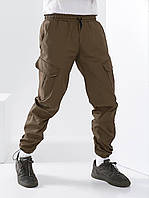 Мужские рип-стоп брюки хаки на резинке-шнур карго, стильные молодежные мужские спортивные штаны
