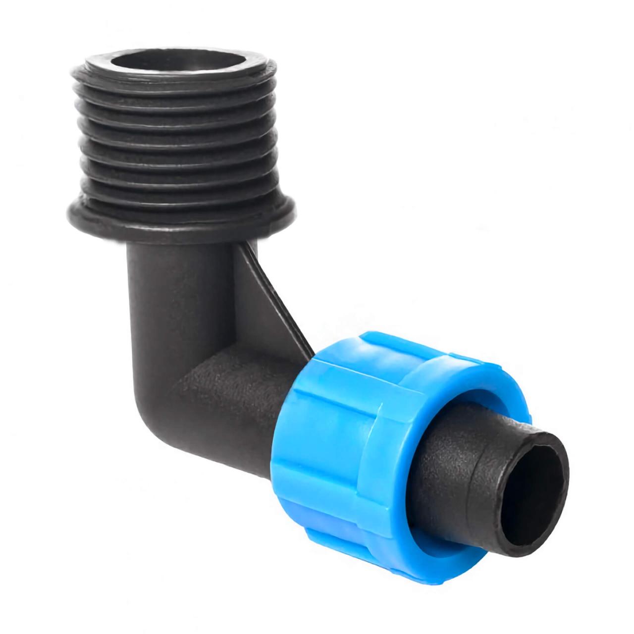 Кут затискний для крапельної стрічки із зовнішньою різзю 3/4"