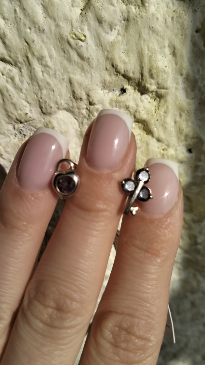 Срібні пусети таємниця з каменем кольору містик, фото 1