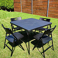 Набір мебелів складний мебелі(Стіл і 4 стільця), Чорний (з сумкою) SW-00001541