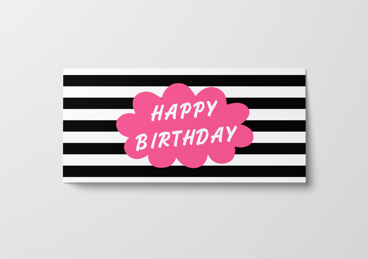 Подарунковий конверт Твоя Забава "Happy Birthday" в чорно-білу смужку 1шт.